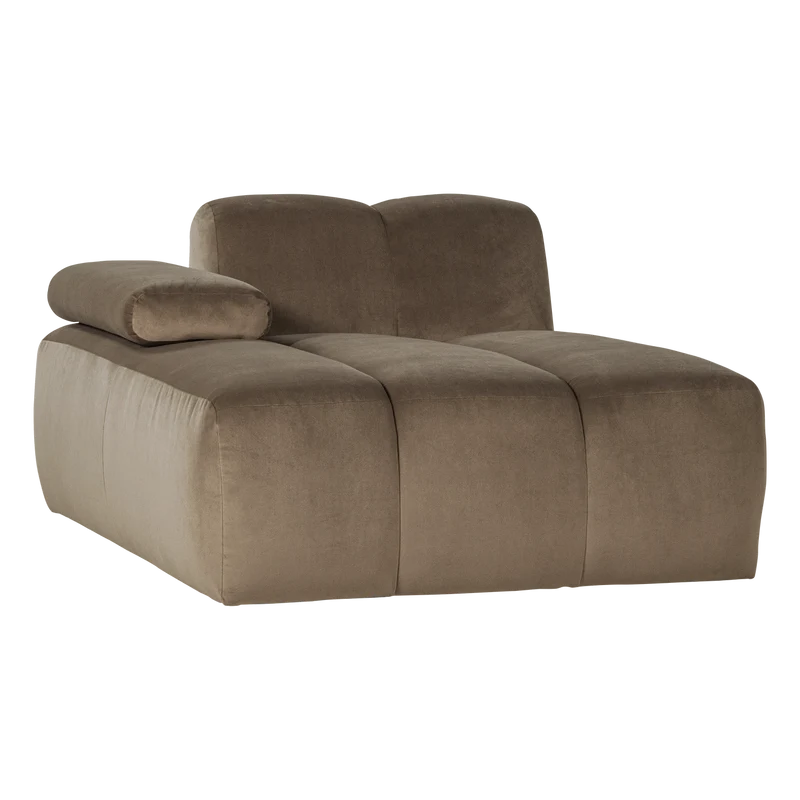 Mojo chaise longue element links samt kastanie taupe