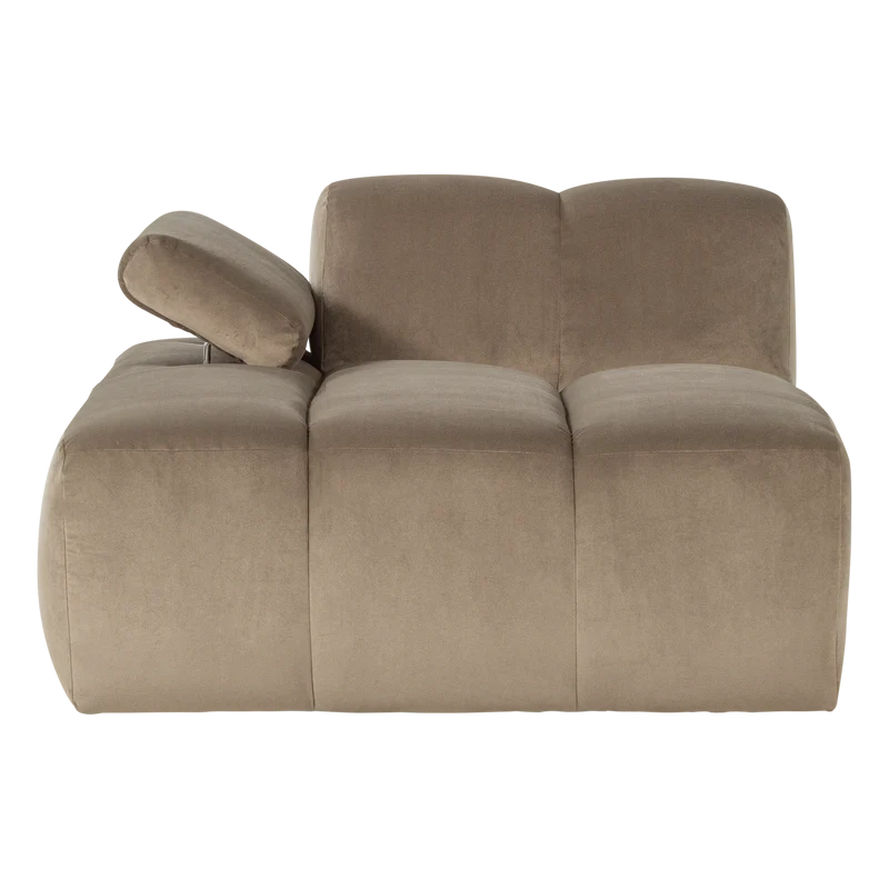 Mojo chaise longue element links samt kastanie khaki