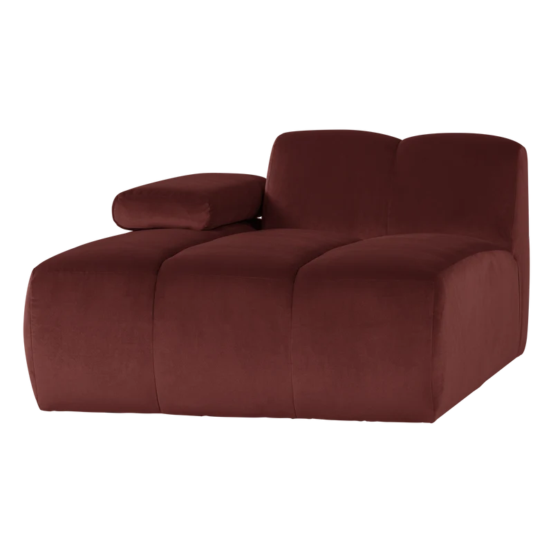 Mojo chaise longue element links samt kastanie braun
