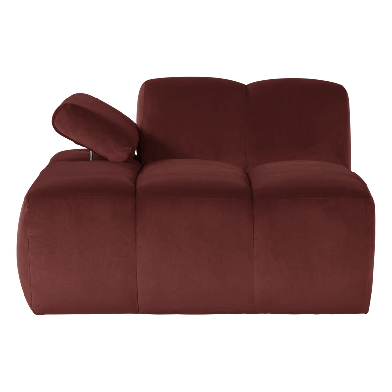 Mojo chaise longue element links samt kastanie braun