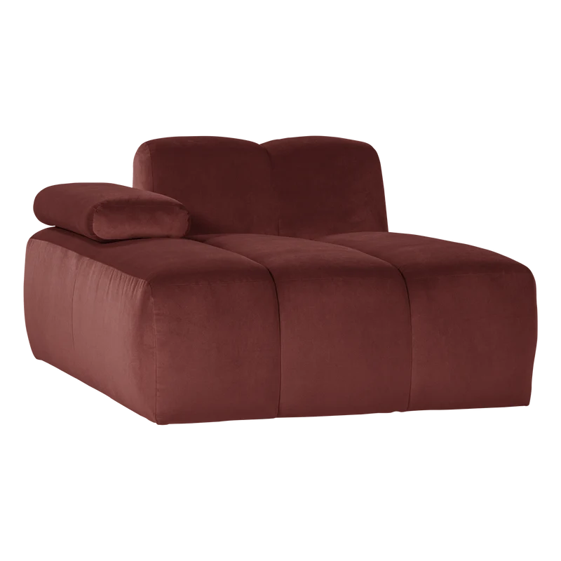 Mojo chaise longue element links samt kastanie braun