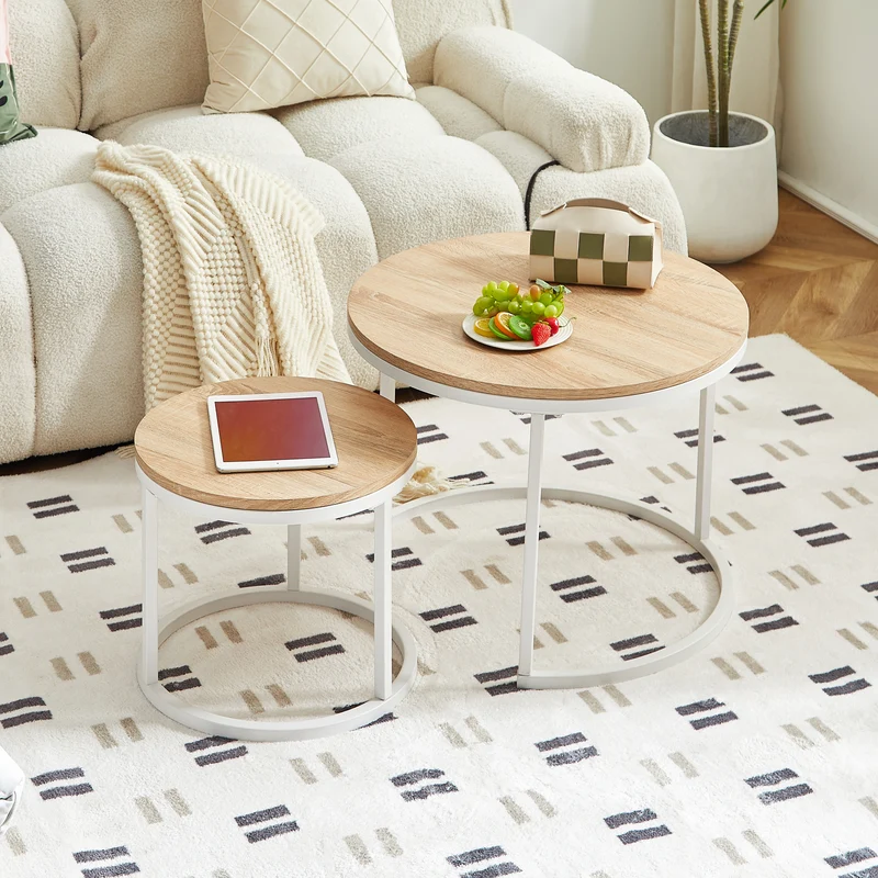 VERONA Couchtisch 2er-Set, bemaltes minimalistisches Design, rund, Durchmesser 60*45CM/40*35CM