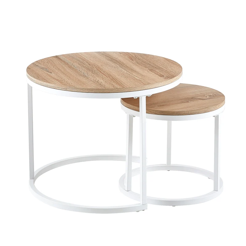 VERONA Couchtisch 2er-Set, bemaltes minimalistisches Design, rund, Durchmesser 60*45CM/40*35CM