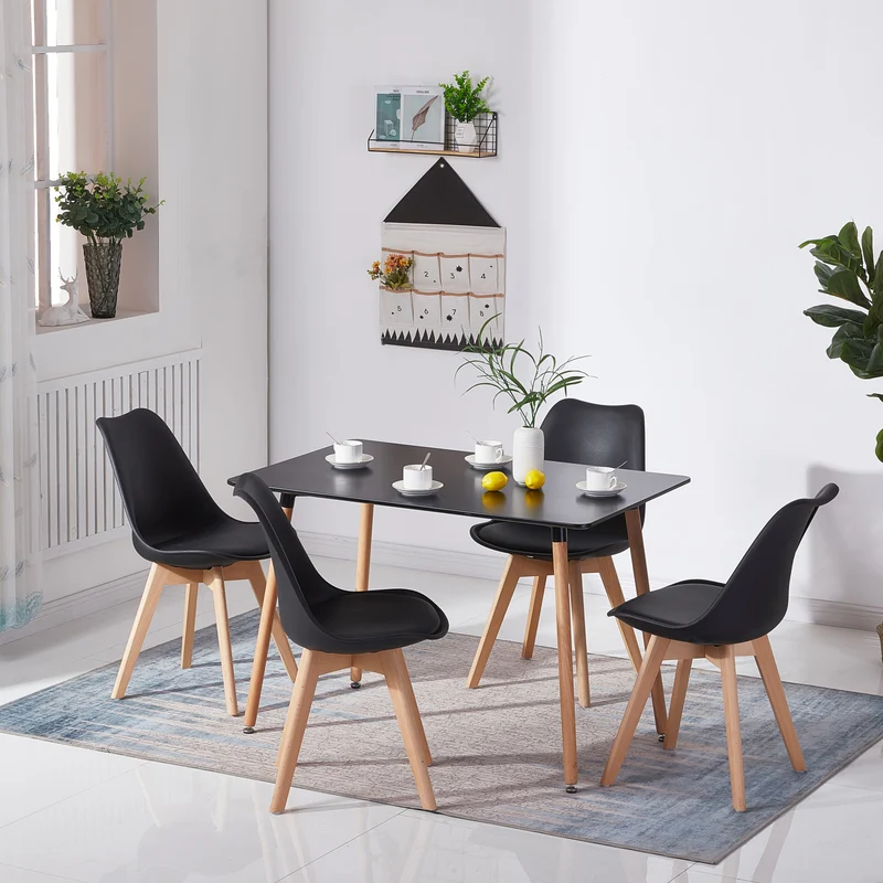 SAGE Rechteckiger Esstisch, Küchentisch, moderner Büro- und Konferenztisch, Couchtisch – Schwarz/Weiß
