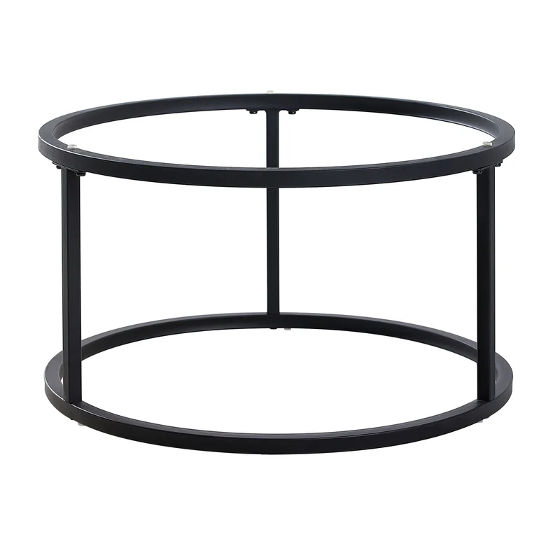 Rundes Couchtisch-Set, 2er-Set, solides Metallgestell und gehärtetes Glas (Gold und Schwarz)