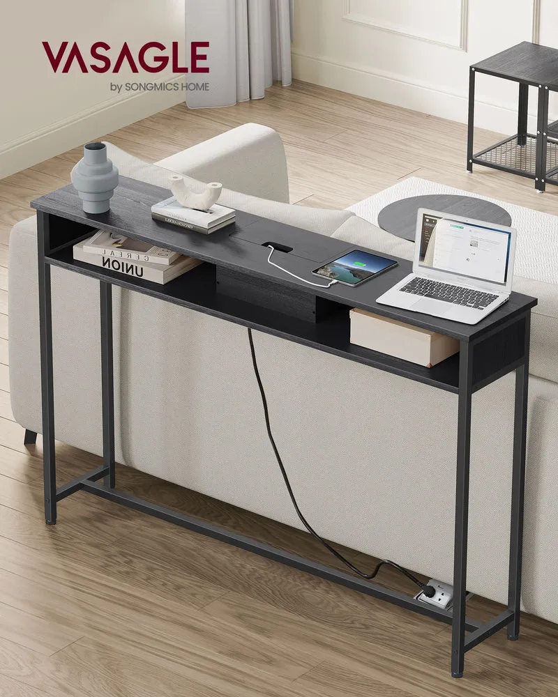 Konsolentisch – Mit Integrierten Steckdosen – Platzsparend – 2 Fächer