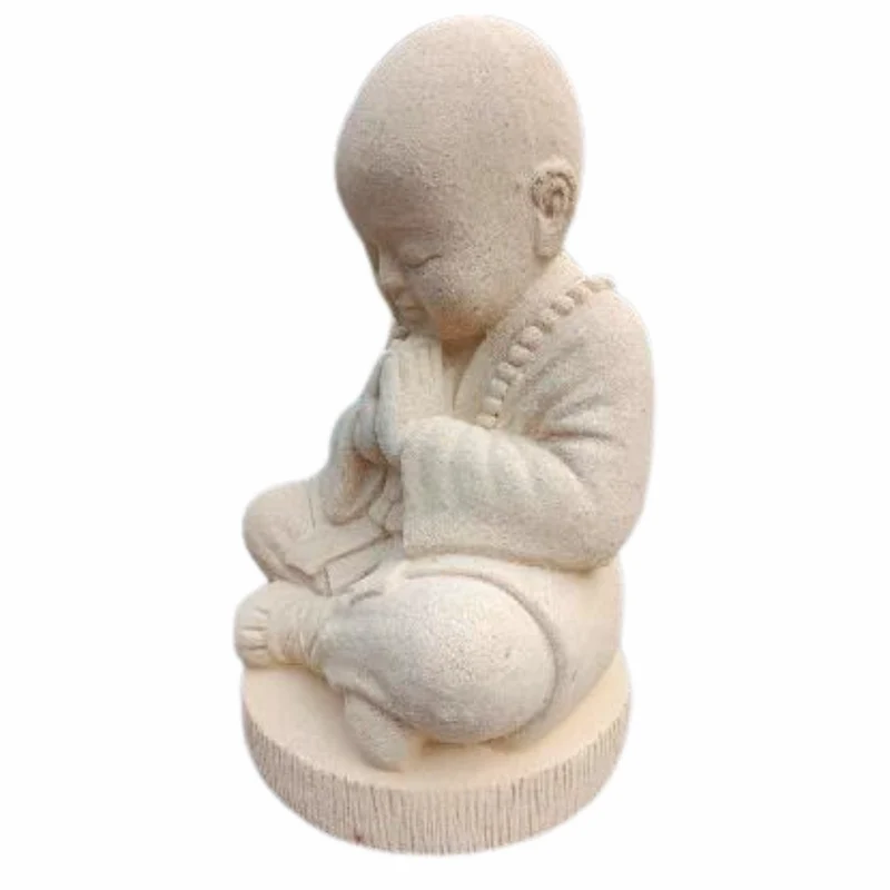 Buddha Figur BERDOA 40cm Creme Zement Garten Dekoration