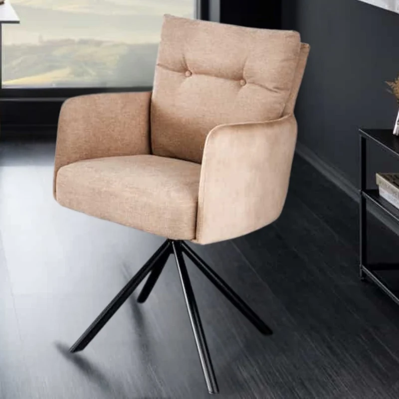 Bequemer Drehstuhl CHARLES II beige Samt Strukturstoff Federkern
