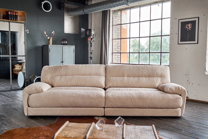 B-Ware KAWOLA Sofa CINE XXL-Sofa 3-Sitzer Cord braun