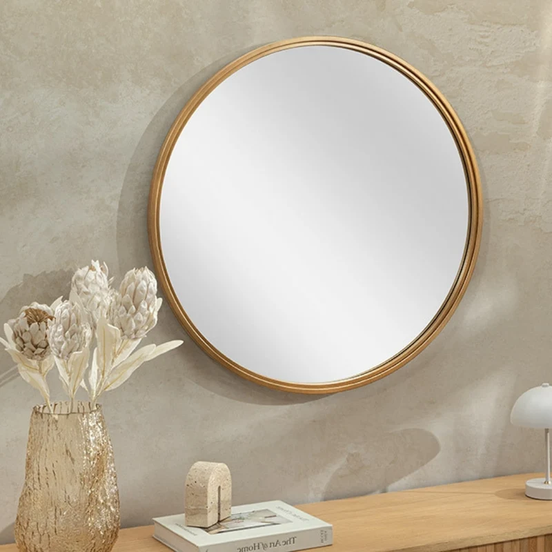 Runder Wandspiegel RETRATO 80cm gold Metallrahmen Frisierspiegel