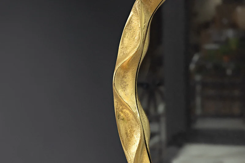 Design Wandspiegel BARATO 55cm rund gold Metall Handarbeit