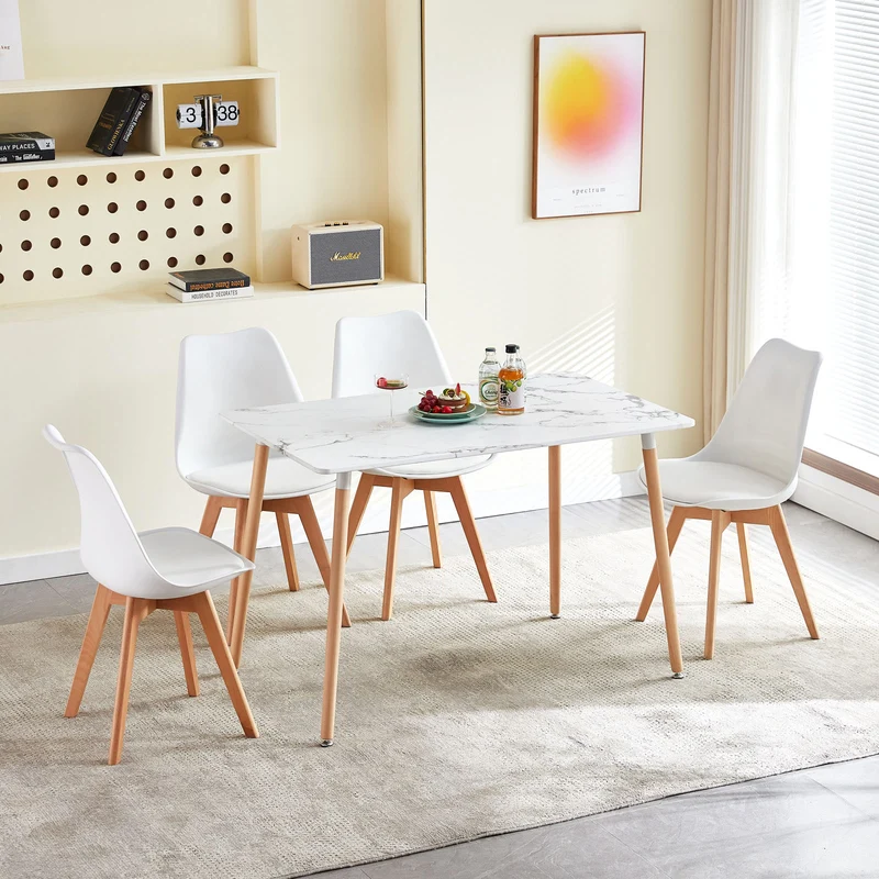 SAGE Rechteckiger Esstisch aus MDF im skandinavischen Stil, 110 x 70 x 74 cm, Marmorfarbe