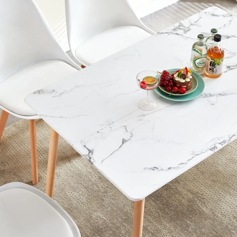 SAGE Rechteckiger Esstisch aus MDF im skandinavischen Stil, 110 x 70 x 74 cm, Marmorfarbe