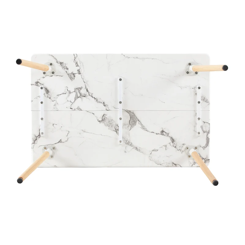 SAGE Rechteckiger Esstisch aus MDF im skandinavischen Stil, 110 x 70 x 74 cm, Marmorfarbe