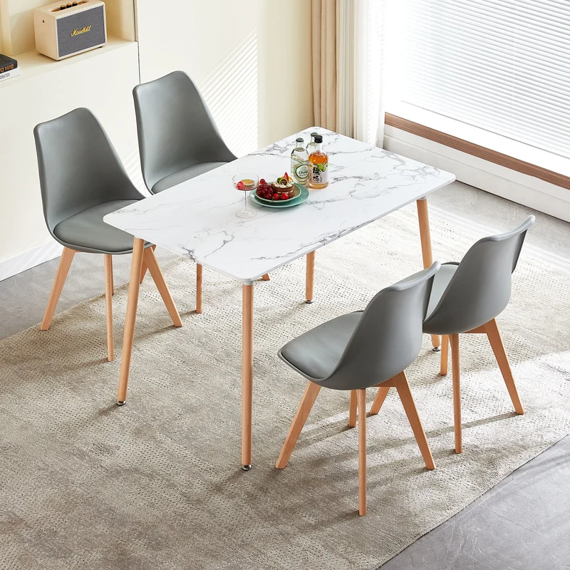 SAGE Rechteckiger Esstisch aus MDF im skandinavischen Stil, 110 x 70 x 74 cm, Marmorfarbe
