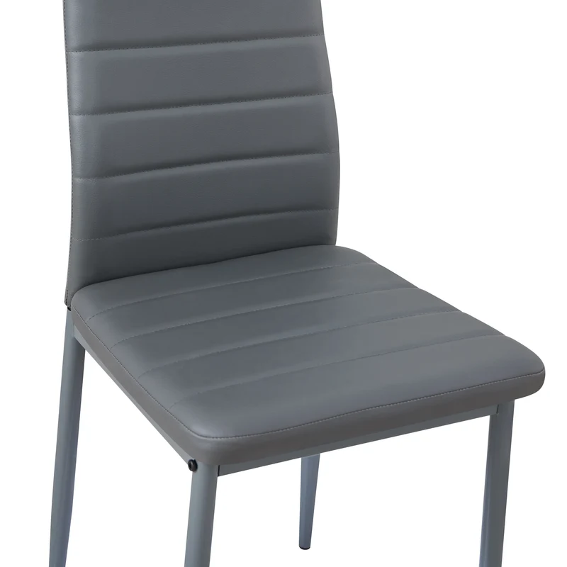 ANN PVC-Esszimmerstuhl Moderner Küchenstuhl Bequemer Polsterstuhl (set of 2)- Schwarz/Weiß/Dunkelgrau