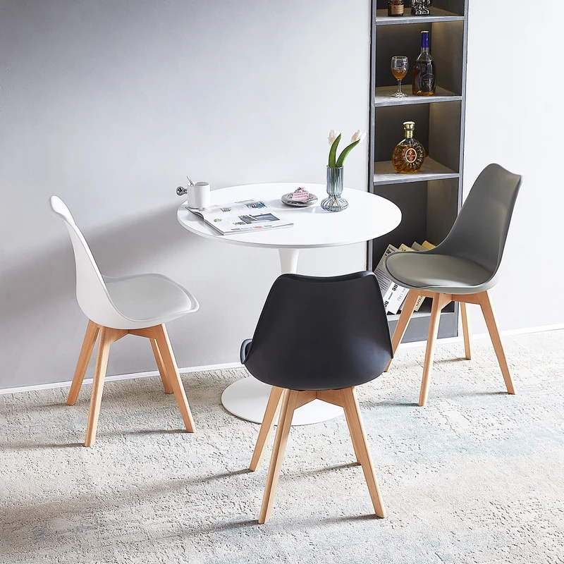 Moderner runder Tulip-Tisch mit weißer Platte, einfacher, lässiger Esstisch – Weiß