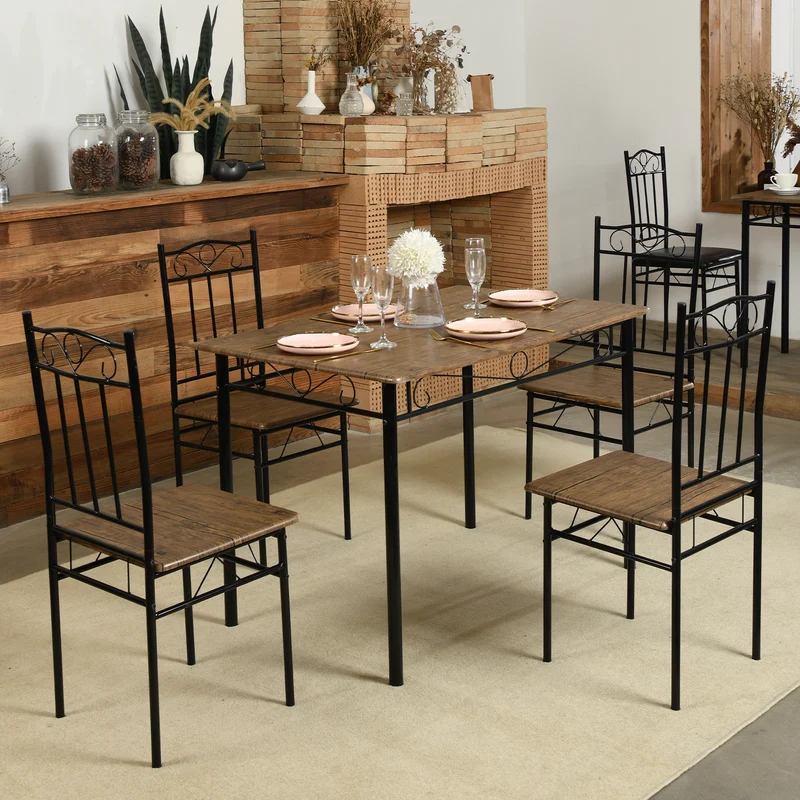 Esszimmer sets, Rechteckiger Esstisch mit 4 Stühlen 109*69*75cm - Farben erhältlich-NORSEMAN