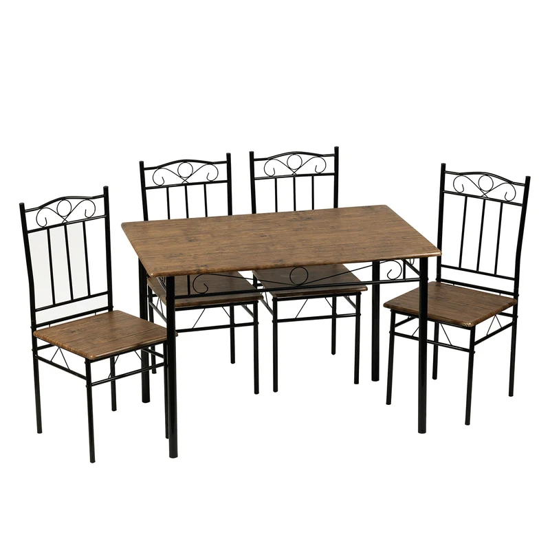 Esszimmer sets, Rechteckiger Esstisch mit 4 Stühlen 109*69*75cm - Farben erhältlich-NORSEMAN