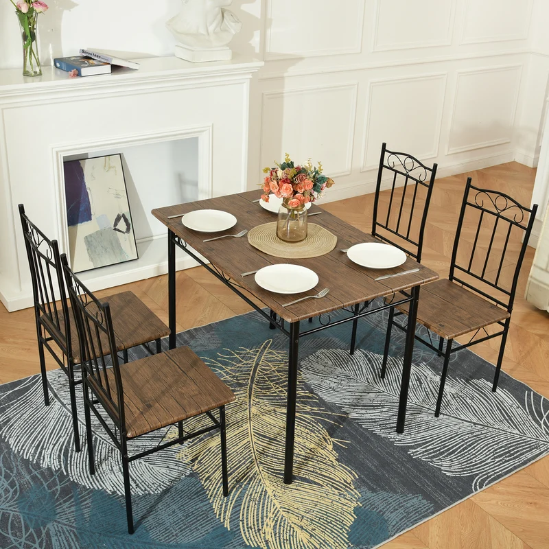 Esszimmer sets, Rechteckiger Esstisch mit 4 Stühlen 109*69*75cm - Farben erhältlich-NORSEMAN
