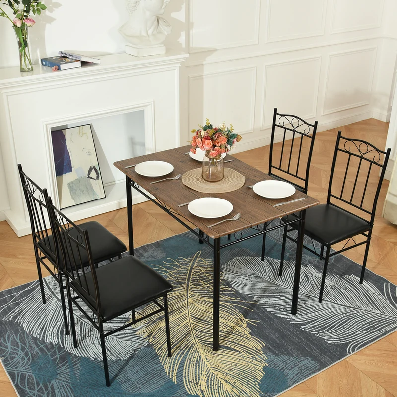 Esszimmer sets, Rechteckiger Esstisch mit 4 Stühlen 109*69*75cm - Farben erhältlich-NORSEMAN