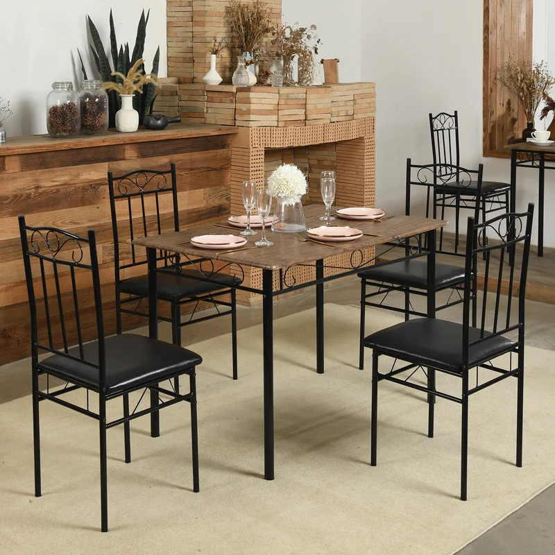 Esszimmer sets, Rechteckiger Esstisch mit 4 Stühlen 109*69*75cm - Farben erhältlich-NORSEMAN