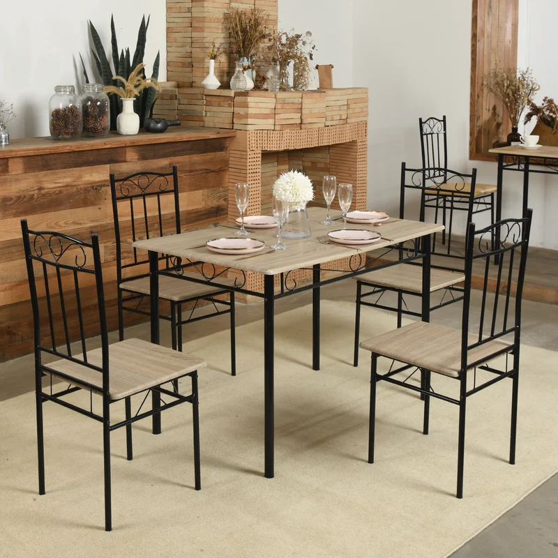 Esszimmer sets, Rechteckiger Esstisch mit 4 Stühlen 109*69*75cm - Farben erhältlich-NORSEMAN