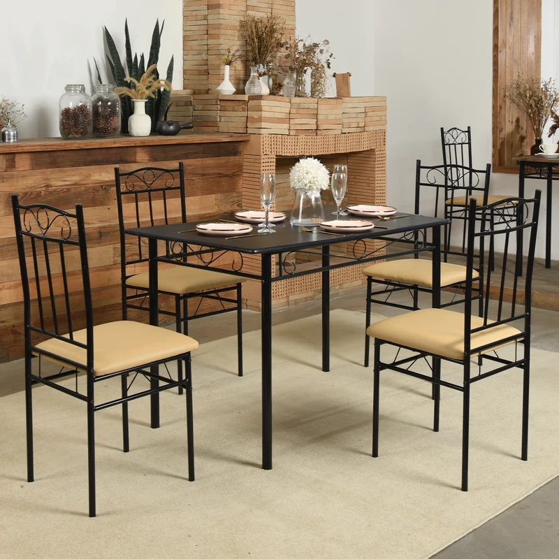 Esszimmer sets, Rechteckiger Esstisch mit 4 Stühlen 109*69*75cm - Farben erhältlich-NORSEMAN