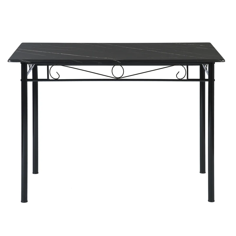 NORSEMAN Marmorierter Esstisch 5er-Set mit 4 Stühlen – 109 x 69 x 75 cm – Weiß/Schwarz/Hellbraun