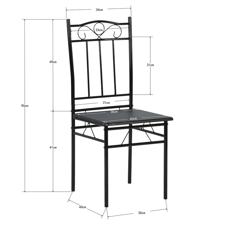 NORSEMAN Marmorierter Esstisch 5er-Set mit 4 Stühlen – 109 x 69 x 75 cm – Weiß/Schwarz/Hellbraun