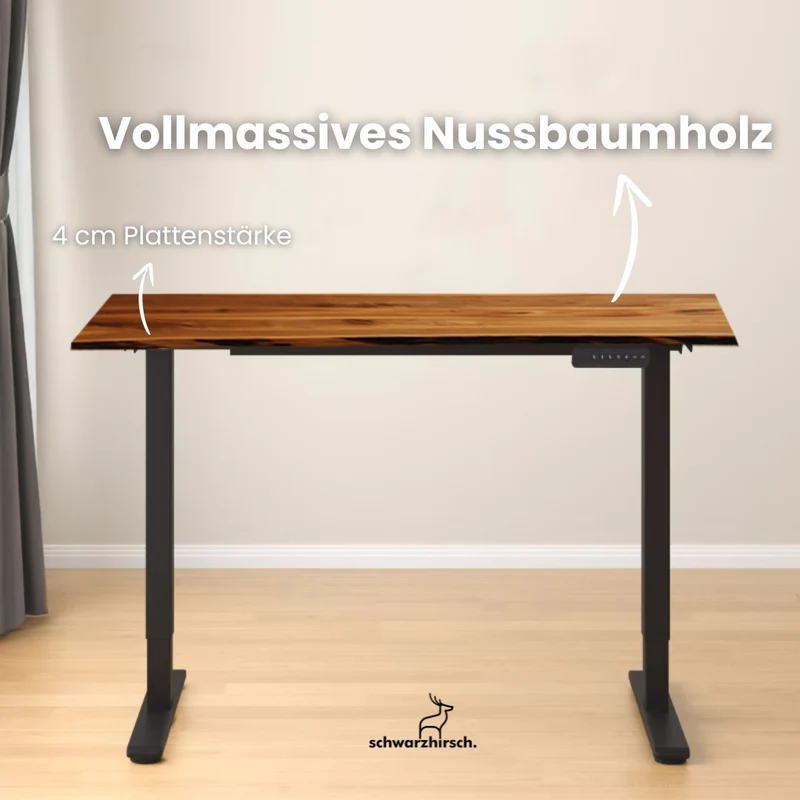 Schreibtisch höhenverstellbar | Nussbaum