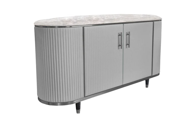 KAWOLA Sideboard MARIA Marmorplatte Kunstleder grau