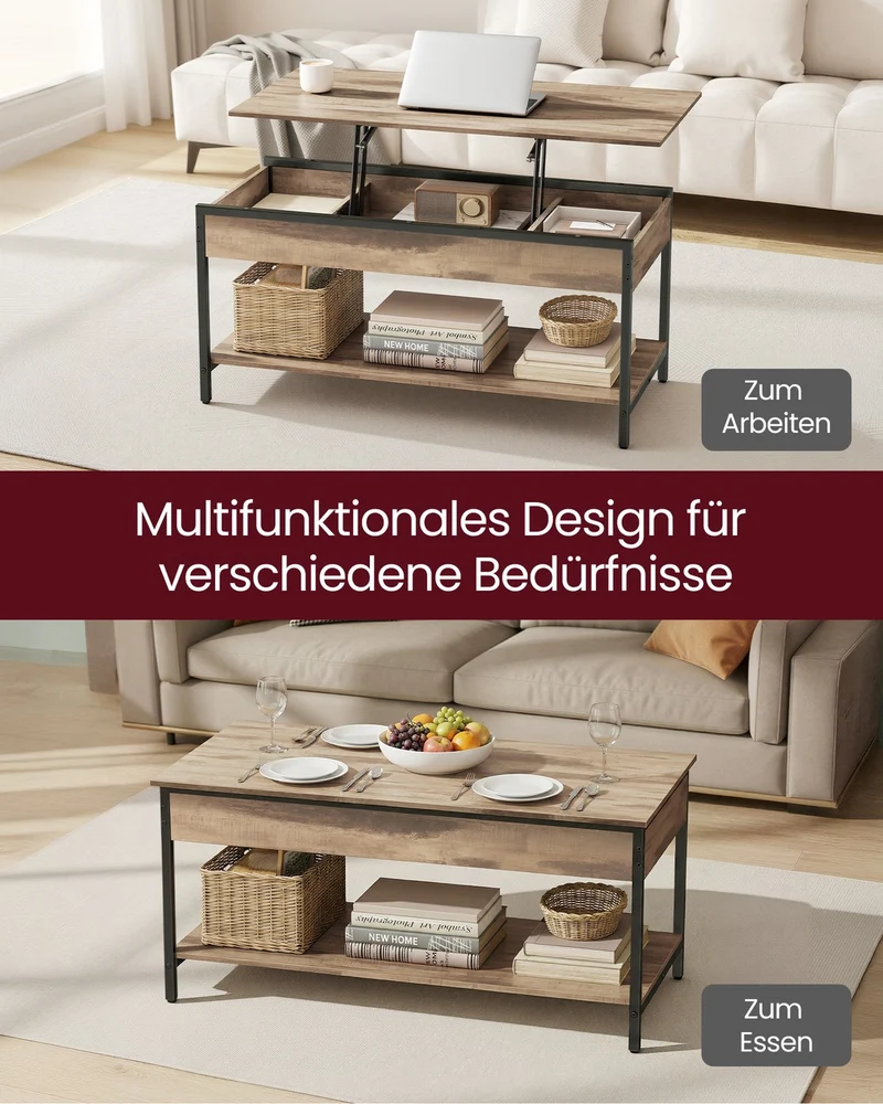 Höhenverstellbarer Couchtisch Mit Staufach