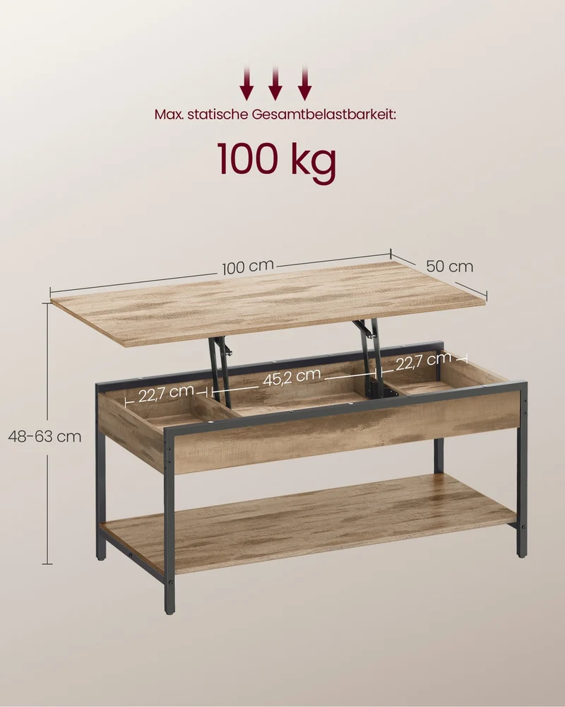 Höhenverstellbarer Couchtisch Mit Staufach