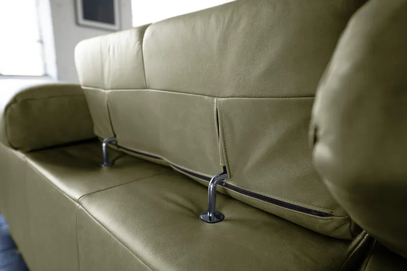 KAWOLA Sofa NELSON Ecksofa Leder olivgrün