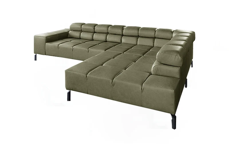 KAWOLA Sofa NELSON Ecksofa Leder olivgrün