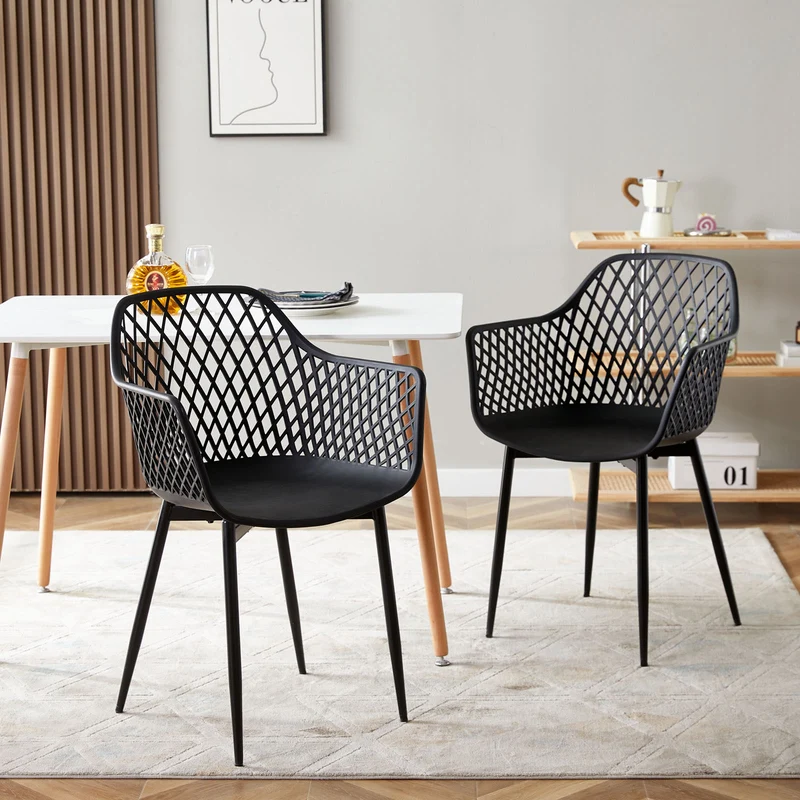 Esszimmerstuhl mit Metallbeinen, stilvoller Design-Stuhl – Schwarz-ROME