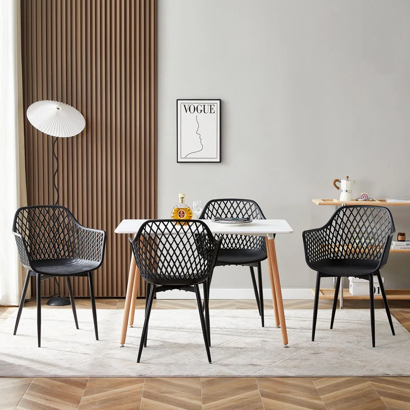 Esszimmerstuhl mit Metallbeinen, stilvoller Design-Stuhl – Schwarz-ROME