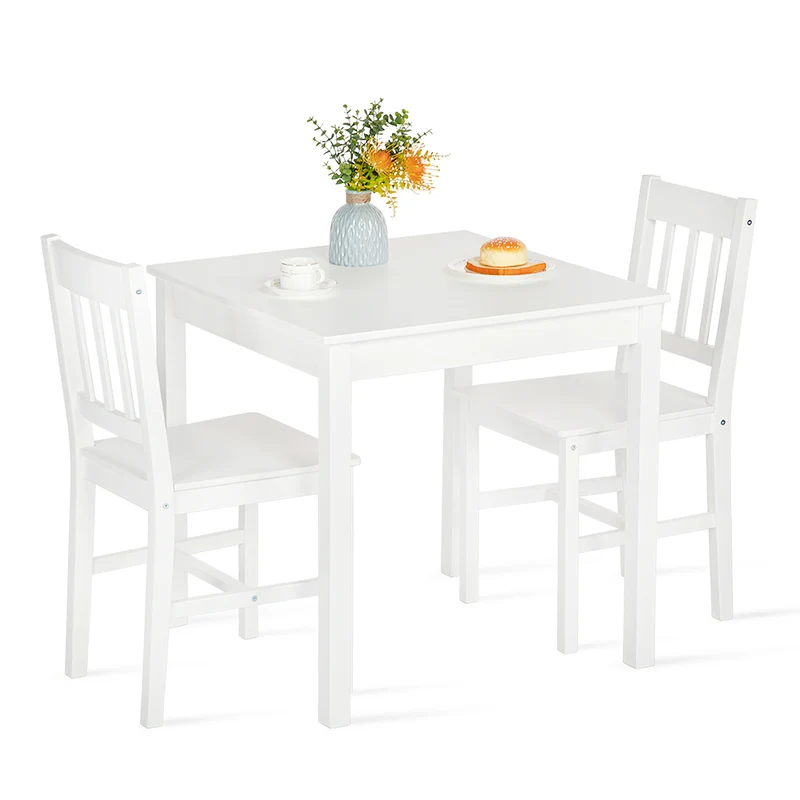 Fliederfarbener Esstisch mit 2 Stühlen im Set 74 x 74 x 73 cm – Weiß/Grau/Braun