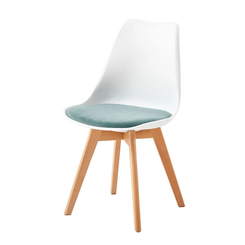 TULIP PP Esszimmerstuhl, gepolsterter Stuhl mit Buchenbeinen, Küchenstuhl aus Holz – Braun/Rosa/Grün/Hellblau/Rot