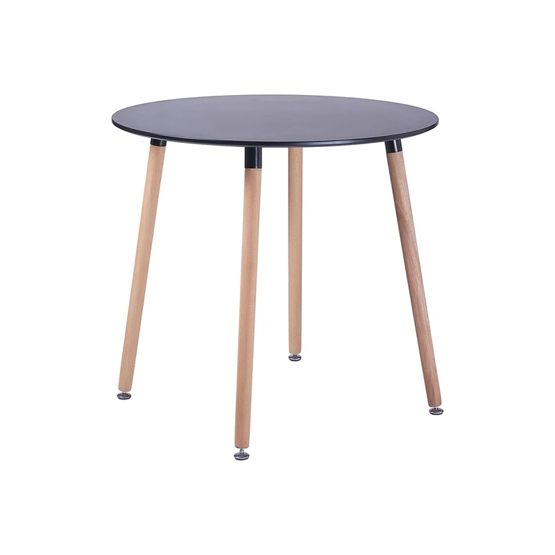 PEA runder Esstisch aus MDF mit 4 Beinen aus Buche 80 * 80 * 73 cm - Schwarz/Weiß