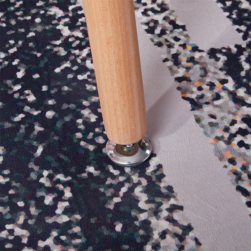 PEA runder Esstisch aus MDF mit 4 Beinen aus Buche 80 * 80 * 73 cm - Schwarz/Weiß