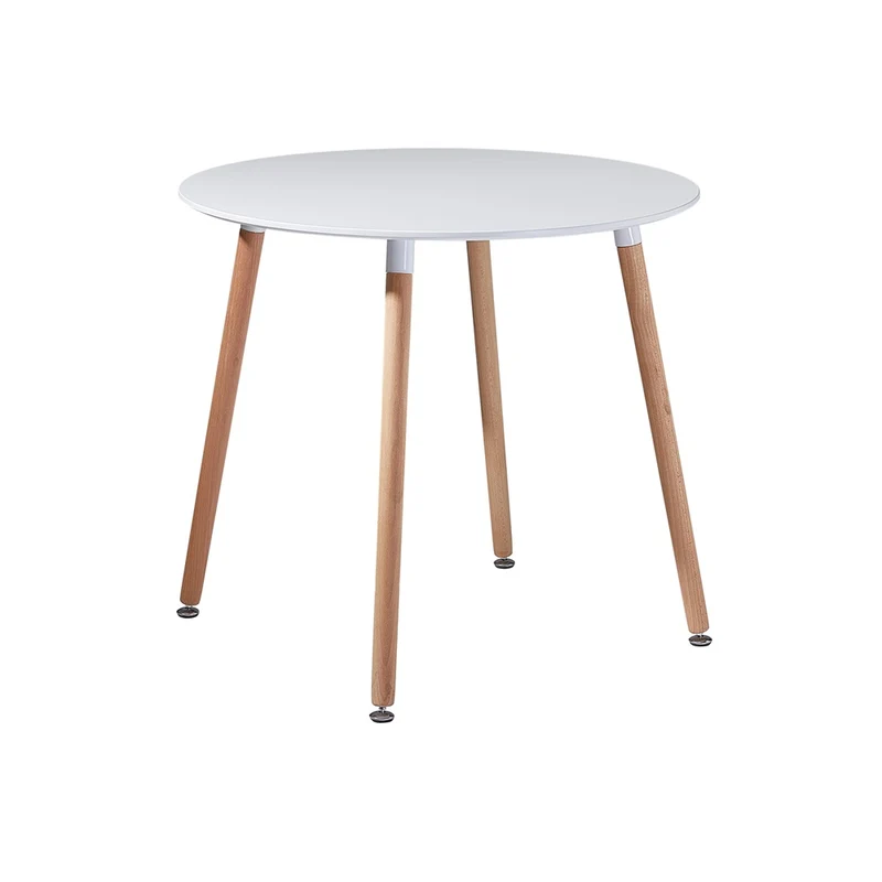 PEA runder Esstisch aus MDF mit 4 Beinen aus Buche 80 * 80 * 73 cm - Schwarz/Weiß