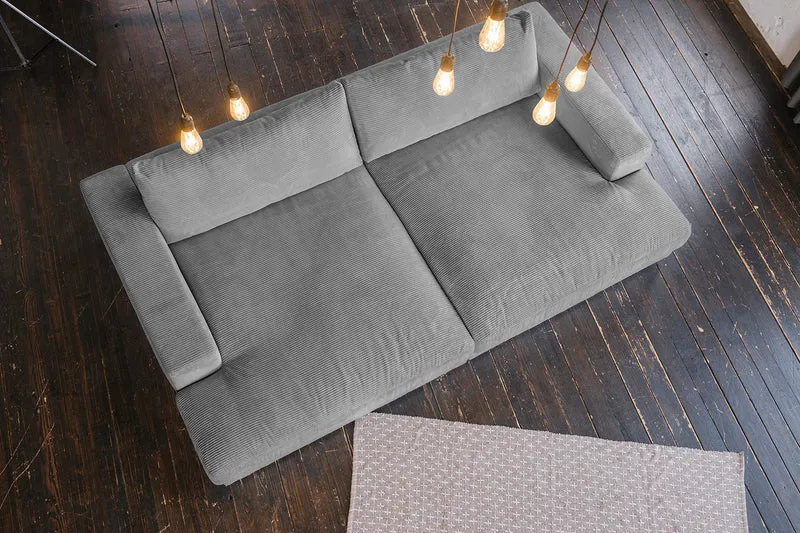 KAWOLA Big Sofa MADELINE Cord grau