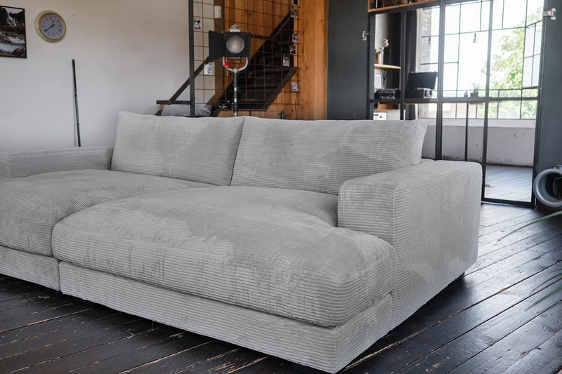 KAWOLA Big Sofa MADELINE Cord grau