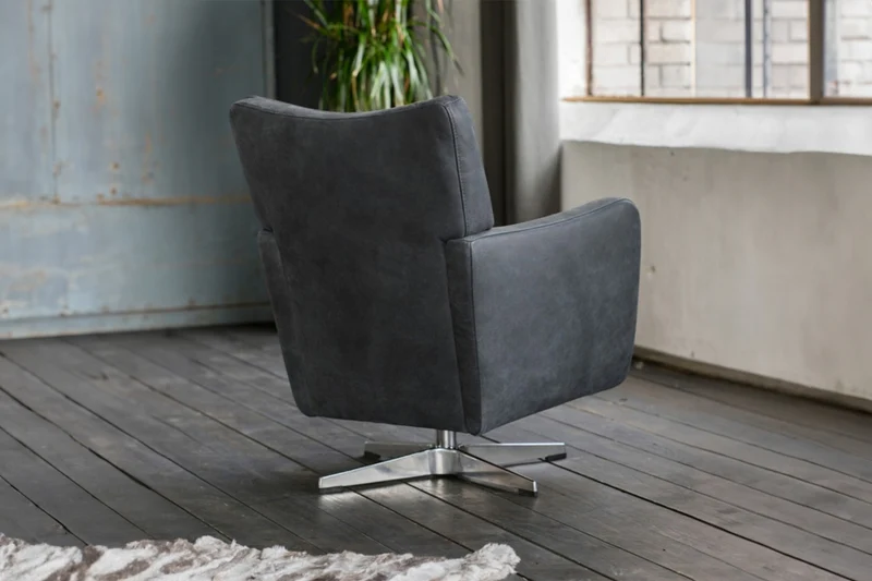B-Ware KAWOLA Sessel ALINE Drehsessel Sessel Leder schwarz 68x87x72cm (B/H/T)