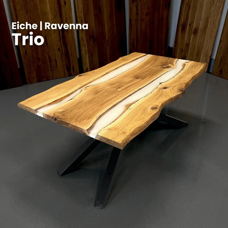 Epoxidharz Tisch aus Eiche | Modell Ravenna (Trio)