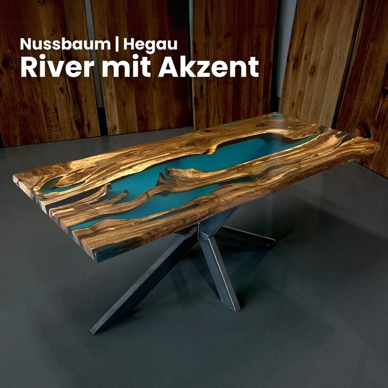 Epoxidharz Tisch aus Nussbaum | Modell Hegau