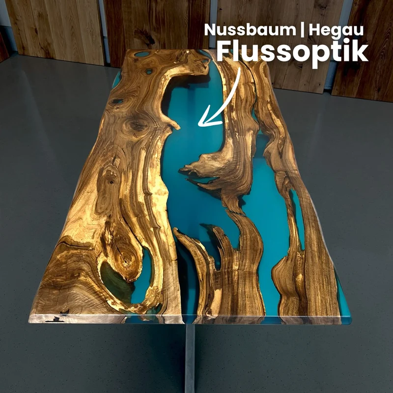 Epoxidharz Tisch aus Nussbaum | Modell Hegau