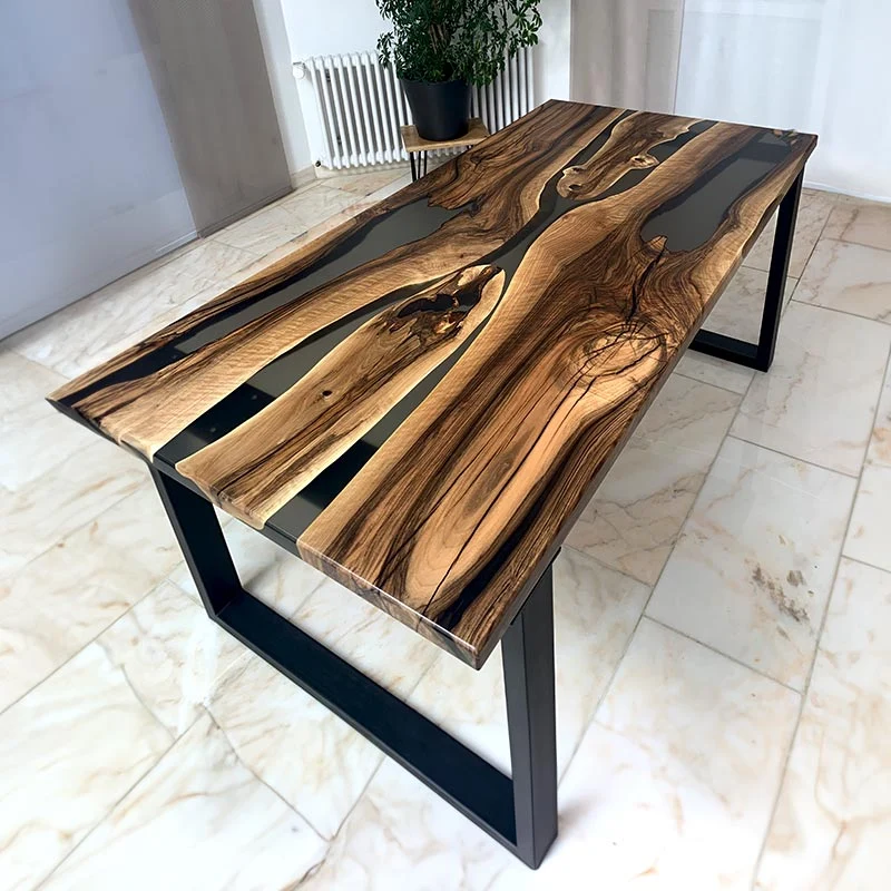 Esstisch Nussbaum mit Holzinseln | Modell Nussknacker